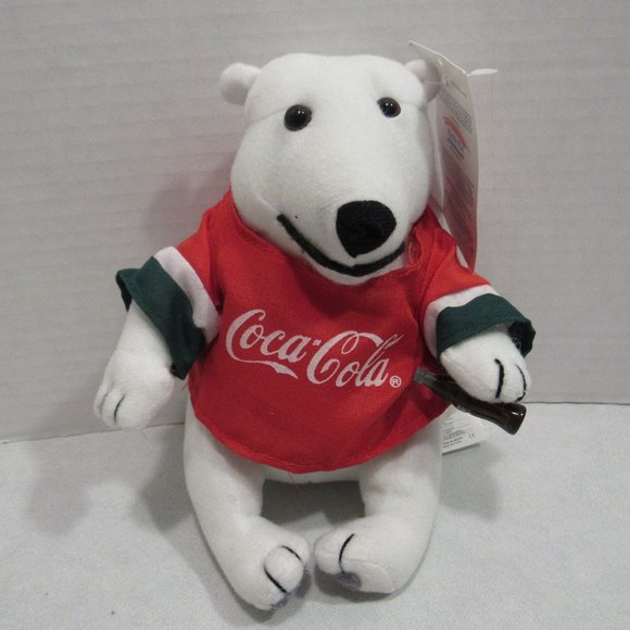 Coca Cola Other - Coca Cola Polar Bear Plush 6.5" Red Jersey #1 Bottle 1999 with Tags